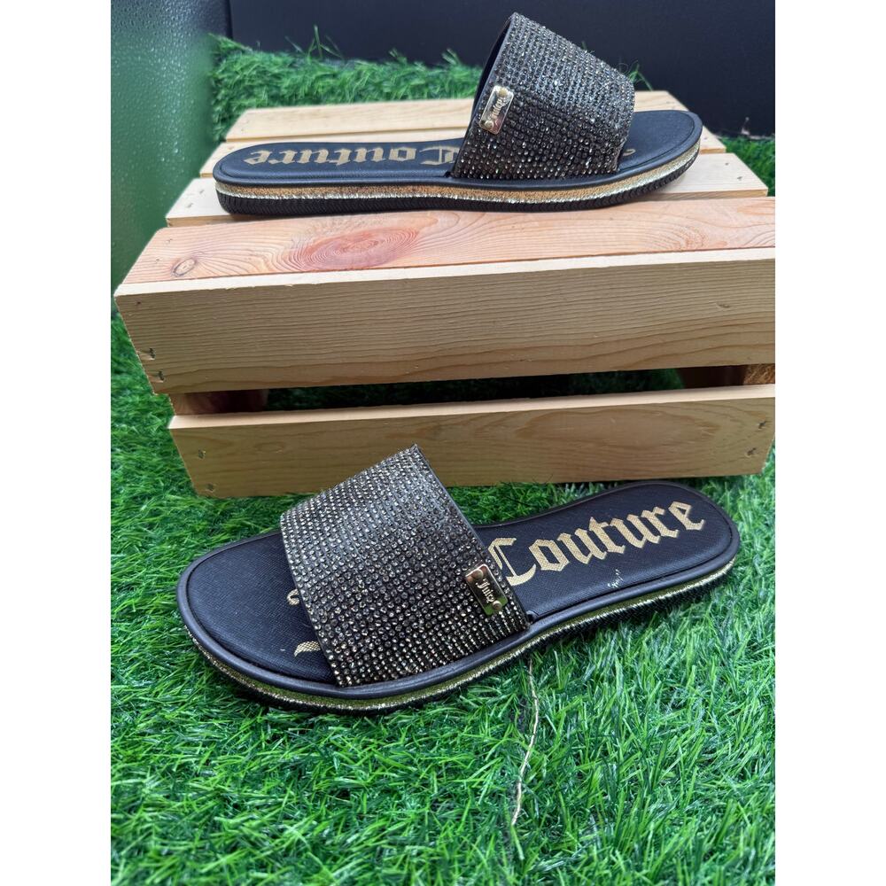 Juicy Couture- Slides-Black/Gold-Size 5.5W